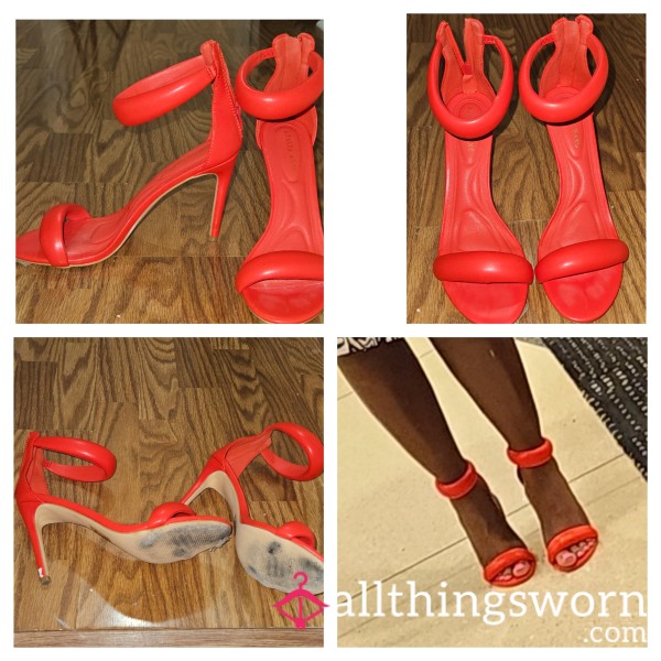 Seduction In Every Step — Worn Red Strapped Heels 🔥👠