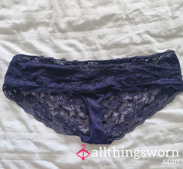 Seductive Blue Lace French Panties Drenched In Desire