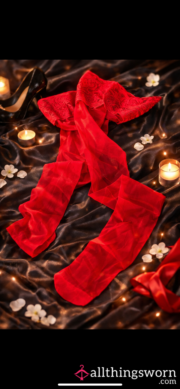 Seductive Red Lace Thigh-high.stockings.worn And Intimately Personal ❤️
