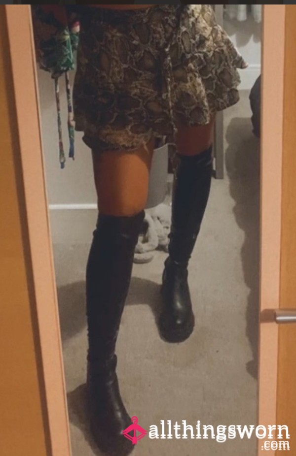 🖤 Seductively Sleek Over-the-Knee Leather Boots – Well-Worn & Waiting For You 🖤