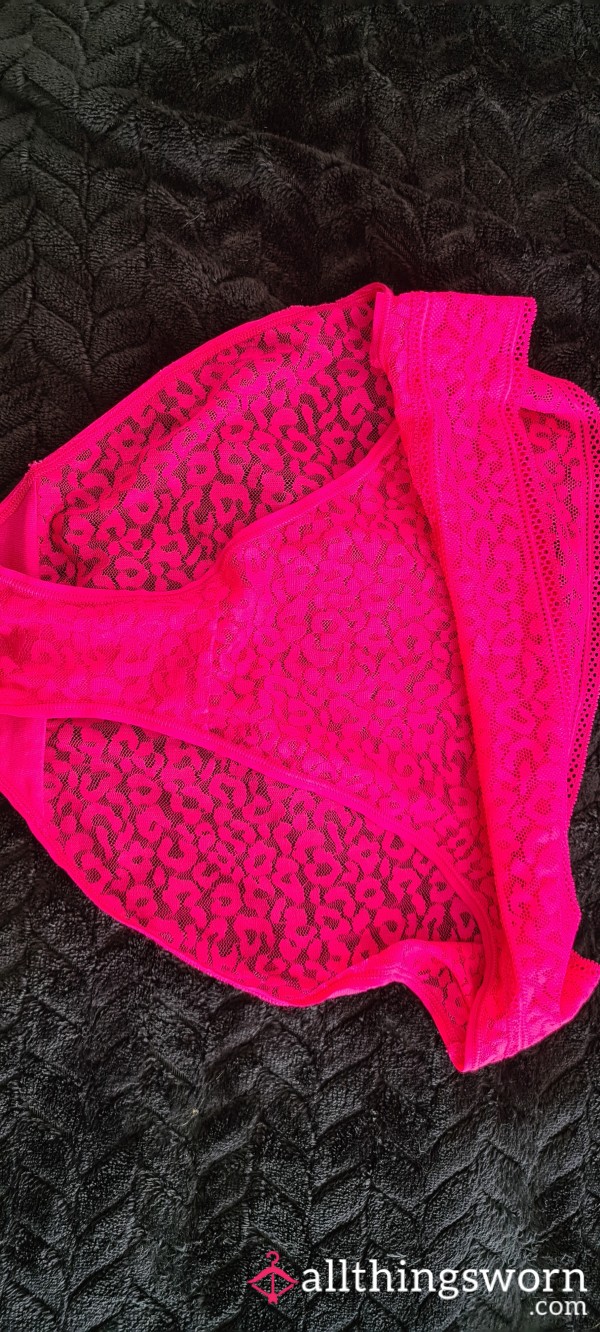 See Through Pink Leopard Print Worn Panties