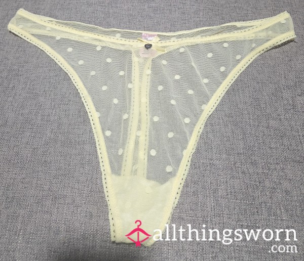 See-Through Yellow Mesh Thong 💛