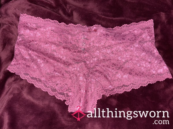 ~SEE THRU ALL LACE MAUVE PINK CHEEKY PANTY~