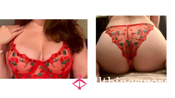 See Thru Lace Cherry Set