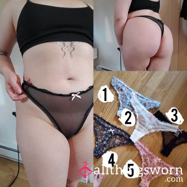 See Trough Thong Lace Pattern Panties