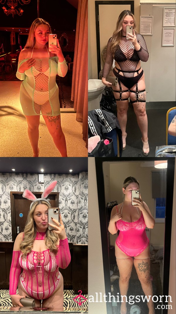 Selection Of Mesh Body Stockings, Bodysuits And Thongs Worn On Shift At The Strip Club 💸