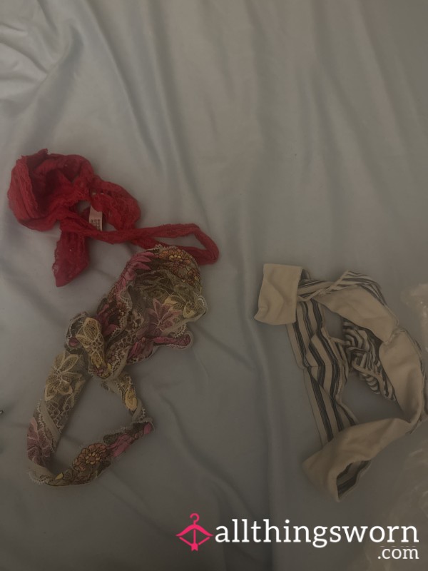 Selling 3 Pair Of Thongs Guess Which One Has C*m In Them