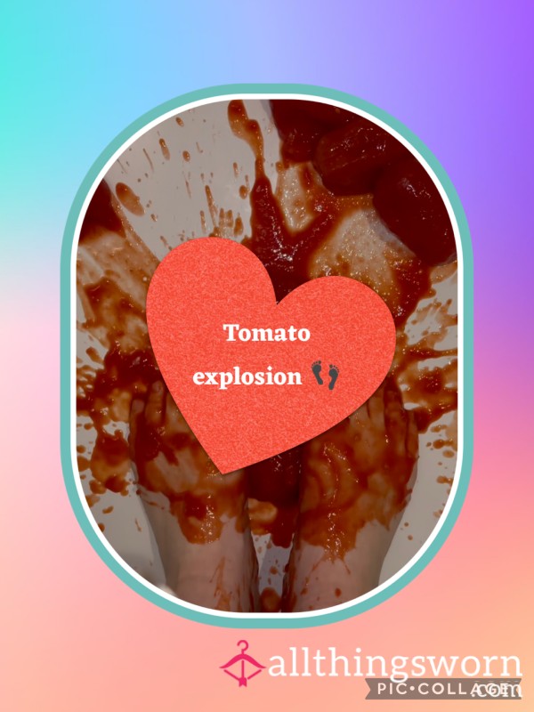 Sensual Plum Tomato Foot Crush & Smear ASMR - Messy Foot Fetish Delight 🍅