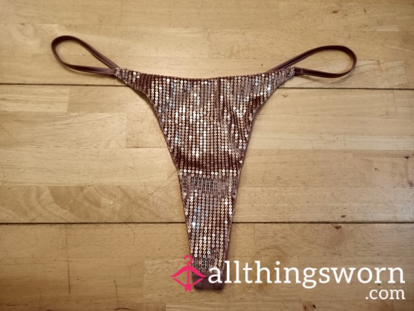 Sequinned Rose Pink Thong