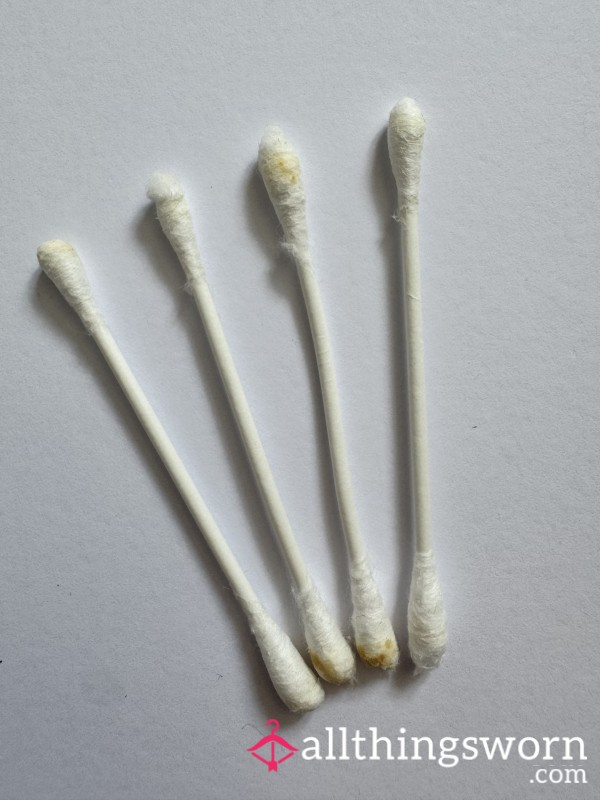 Set Of 4 Used Ear Buds / Q Tips Gently Used During My Regular Routine