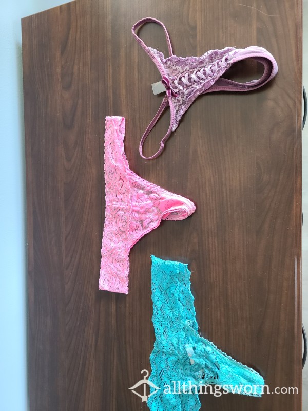 Set Of Colorful Lace Thongs