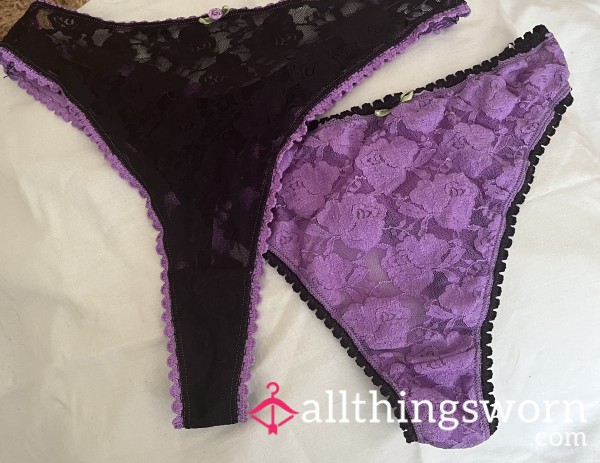 Set Of Two Pretty Lace Thongs