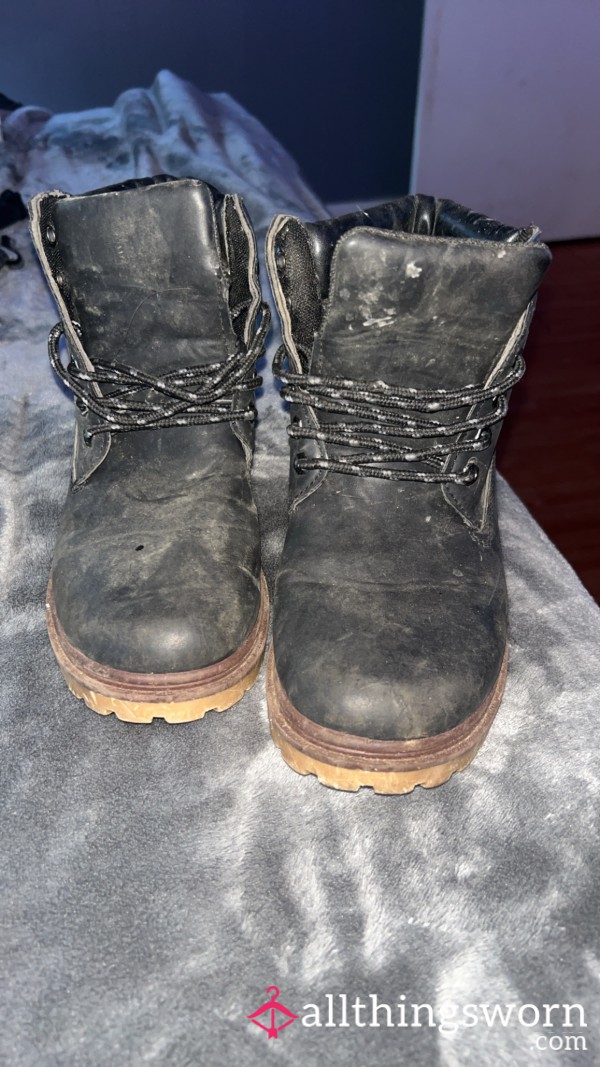 Severely Worn Lace Up Boots