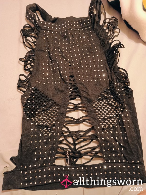S**i Black Sparkly Netted Lingerie