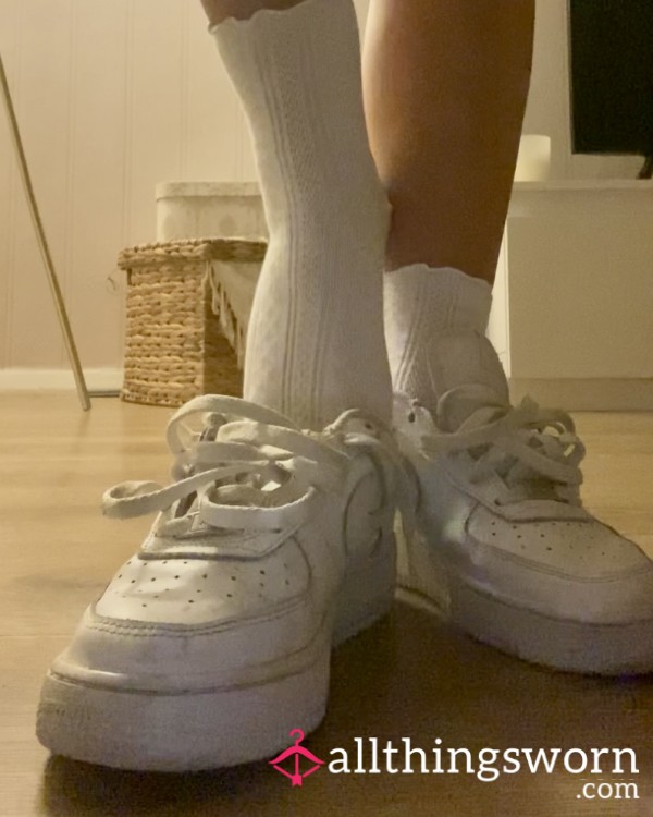 S**y Air Force One Trainers & Socks, Foot Flopping & Teasing You