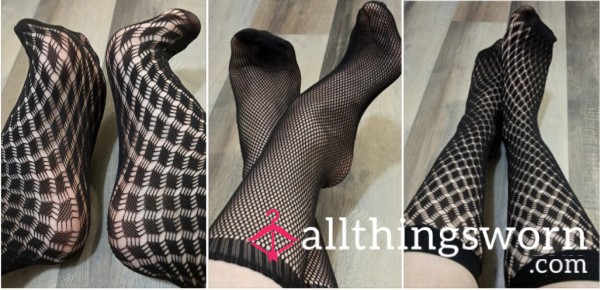 S**y Black Fishnet Trouser Socks.  2 Different Designs.  $15 For 2 Days!