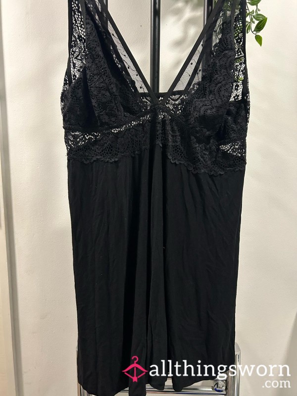 S**y Black Lace Slip