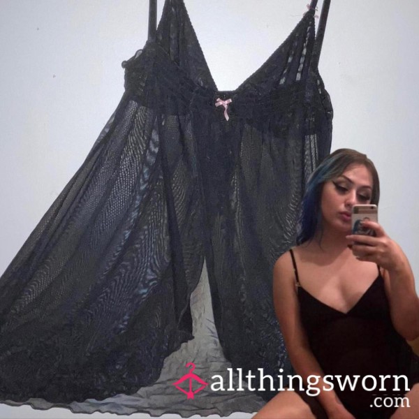 S**y Black Mesh Babydoll Dress
