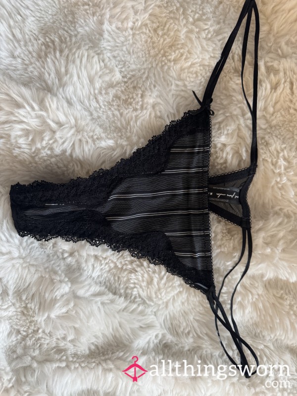 S**y Black Pinstripes Dirty Thong