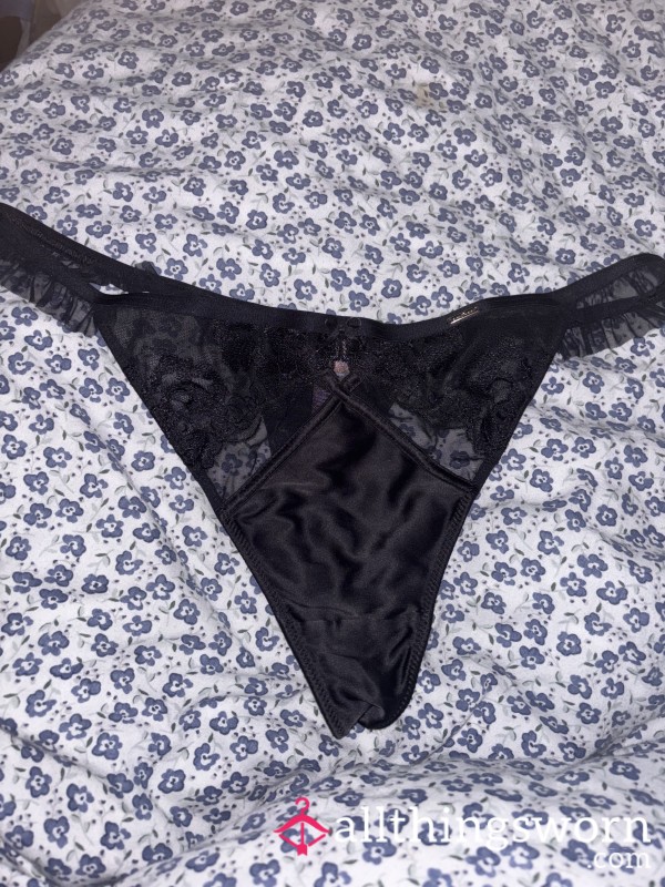 S**y Black Satin Thong
