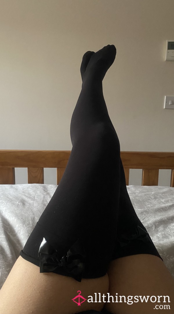 S**y Black Stockings With Bow