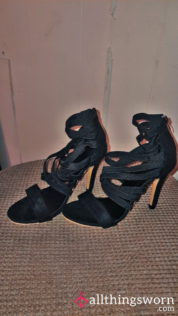S**y Black Strappy Heels