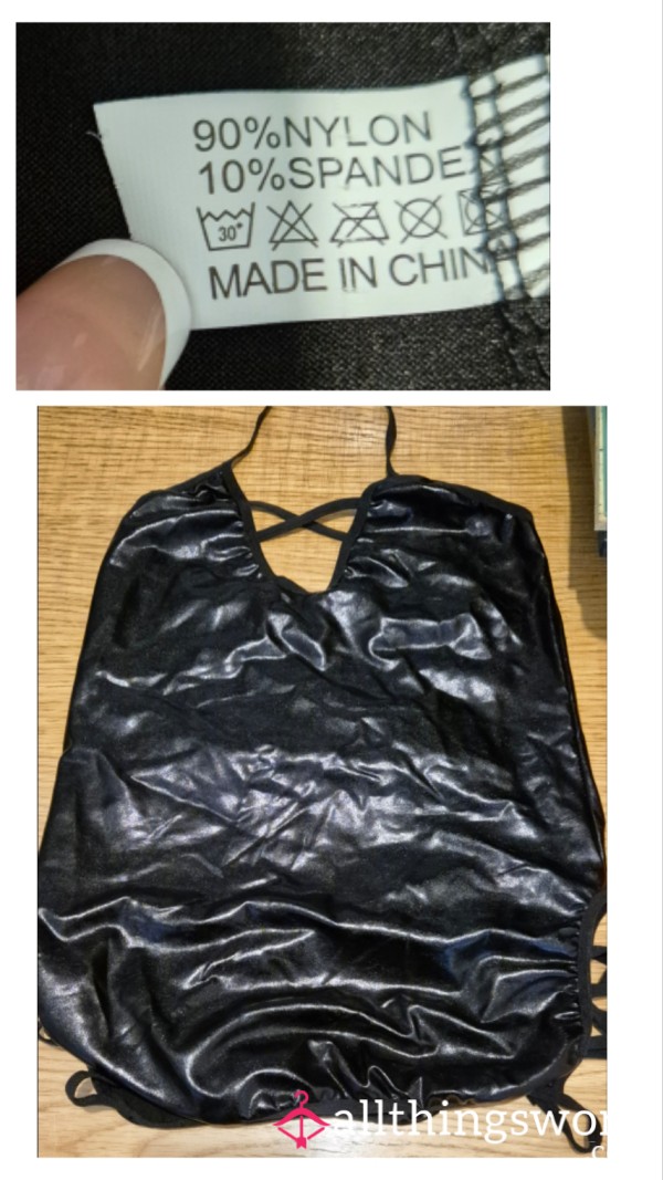 S**y Black Wet Look Dress.