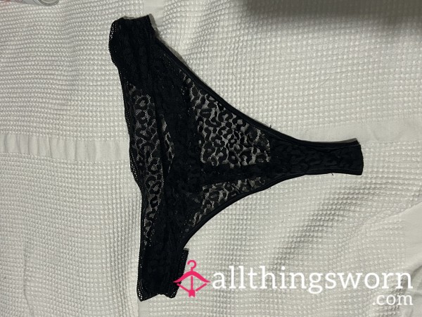 S**y Black Worn For A Day Lacey Worn For A Day Thong Available For You To Get Up Close Na Personal With X