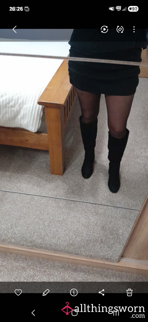 S**y Black Worn Tights, No Panties