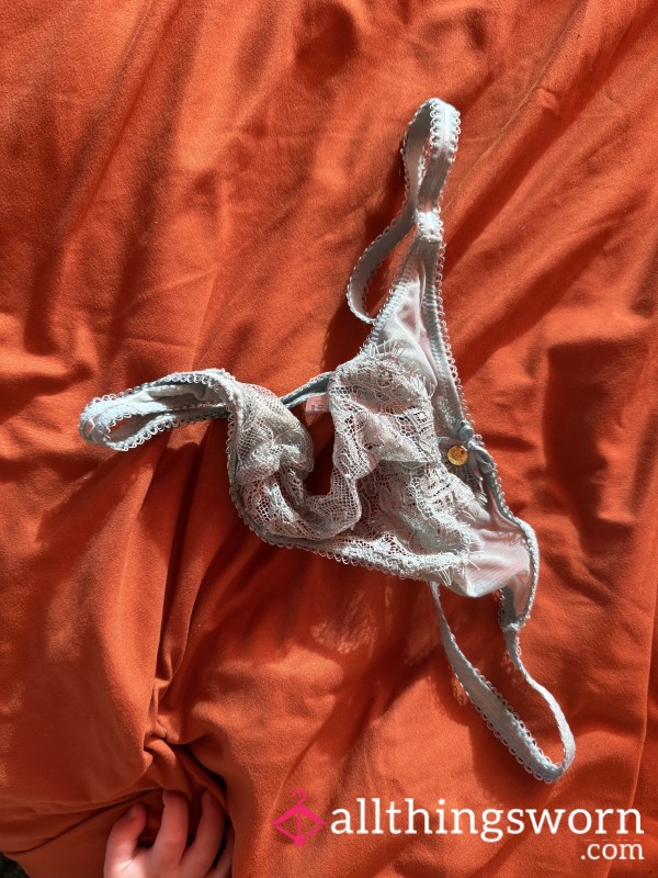 S**y Blue Lace Boux Avenue Thong - Well Worn 🍒