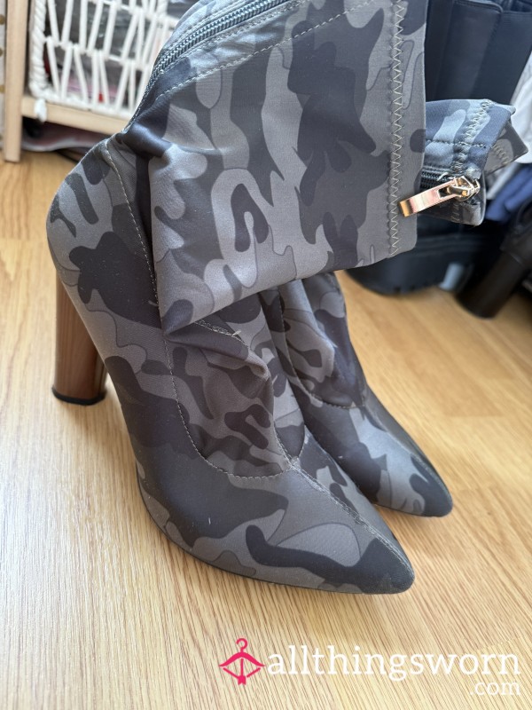 S**y Camo Heeled Boots