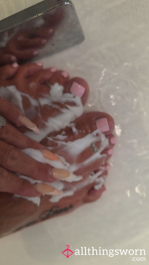S**y, Flirty Soap Sc*mmed Feet In The Shower