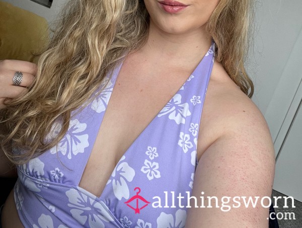 S**y Flor*l Crop Top, Purple And White Well-worn