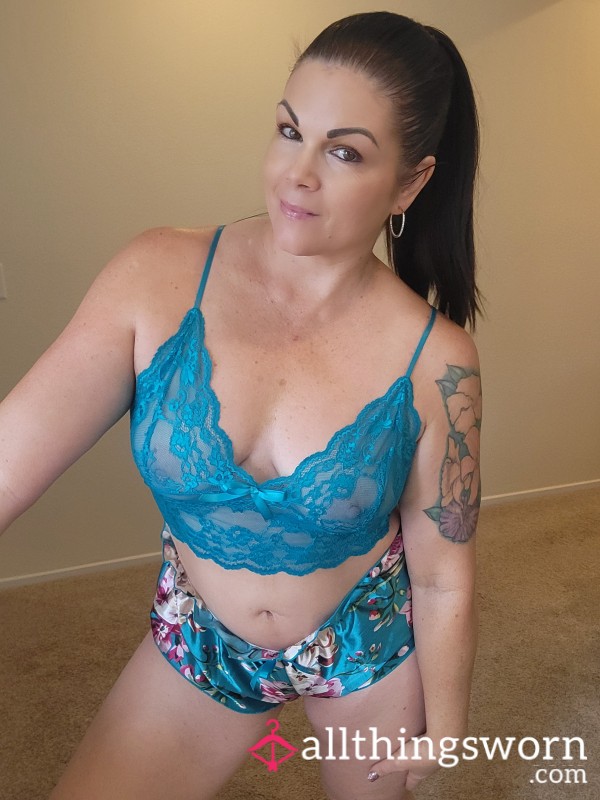 S**y Flor*l Satin Lingerie Set