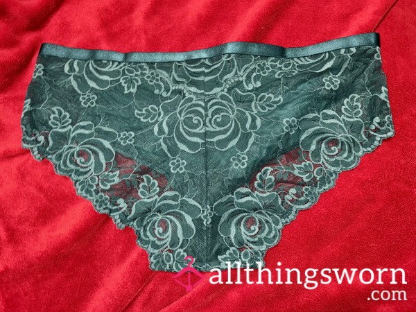 ~s**Y GREEN SATIN FRONT LACE FULLBACK HISPTER PANTY~