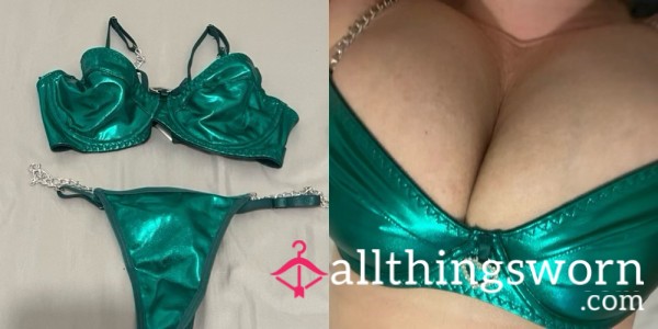 S**y Green Pvc  Lingerie Set