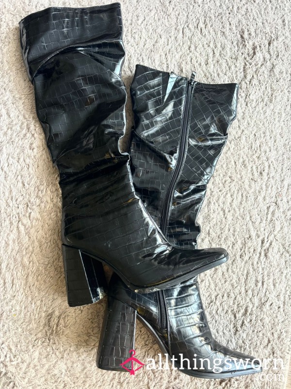 S**y Knee Length Crocodile Boots