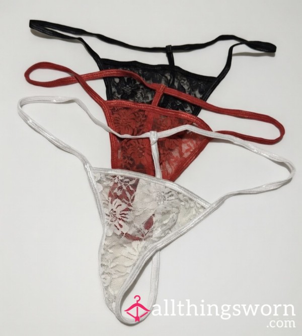 S**y Lace G-string Trio. Red, White Or Black