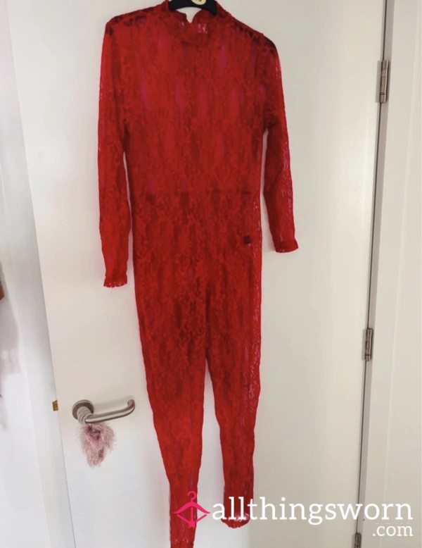 S**y Lace Sissy Red Catsuit ❤️ For My Tarts And Sissies!!!