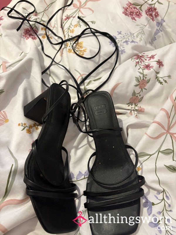 S**y Lace Up Black Heels