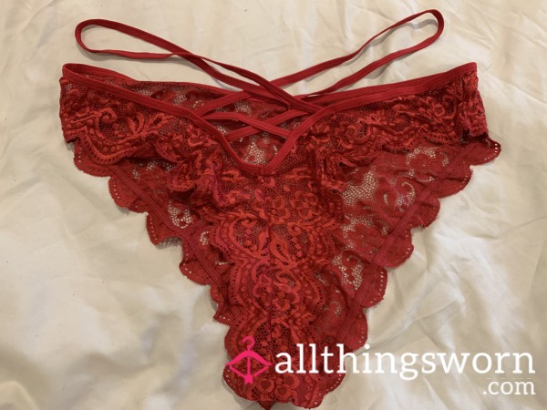 S**y Lacy Red Worn Panties