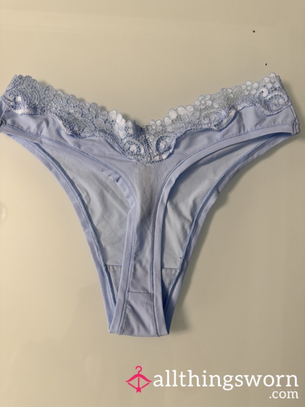 S**y Light Blue Thong. Silky With Lace. Used For Your Pleasure😉 Size Xs