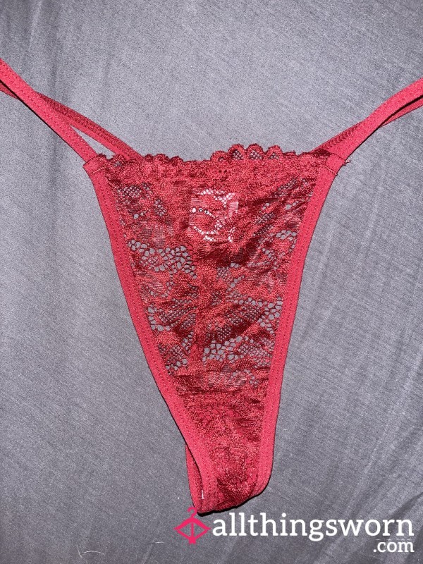 S**y Little Burgundy Thong❤️-Lace With A Cotton Insert, Size 6