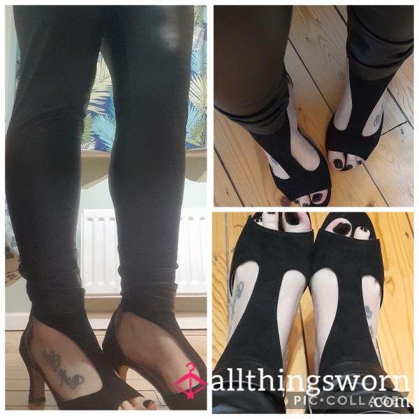 S**y Little Cut Out Heels,black Size 5 👠