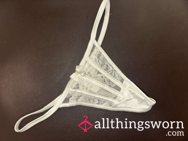 S**y Little Lace White Thong, And Cute Charm On Front🤍