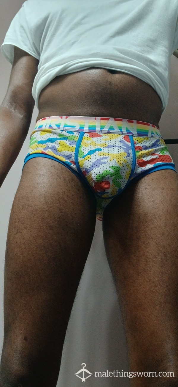 S**y Mesh Briefs W/ Camo Rainbow ANDREW CHRISTIAN Waistband