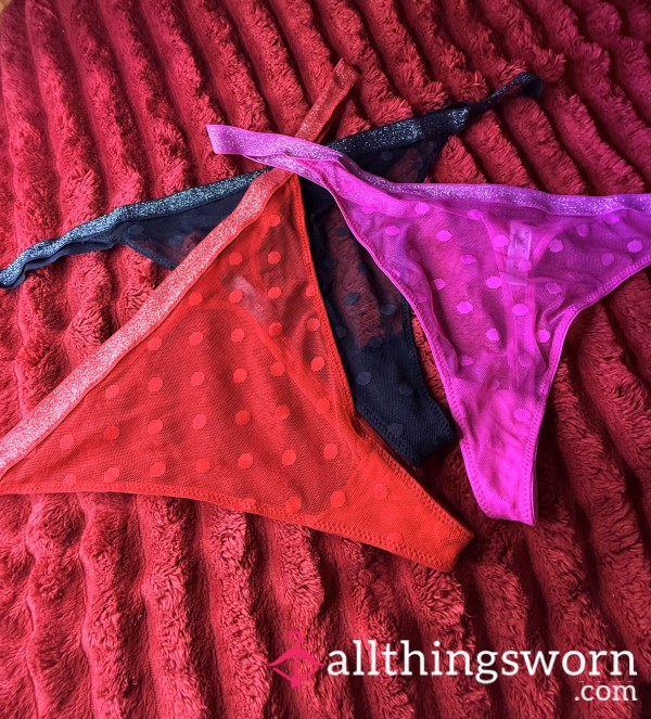 S**y Mesh Thongs Red & Pink - BBW Size 22.