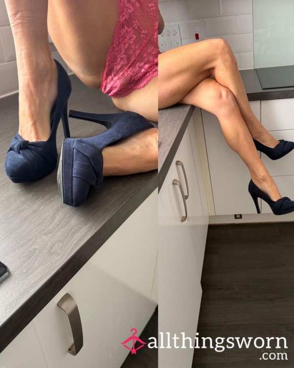 S**y Navy Suede Stiletto Heels – Worn All Day