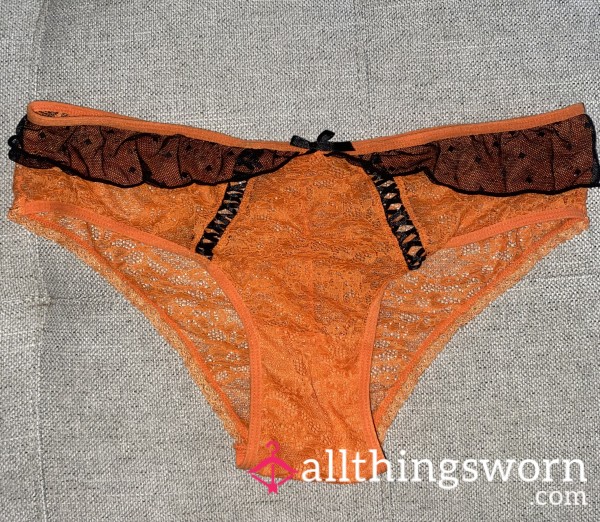 S**y Orange Lace Panties With Black Details 🧡🖤with Free Shipping In Canada