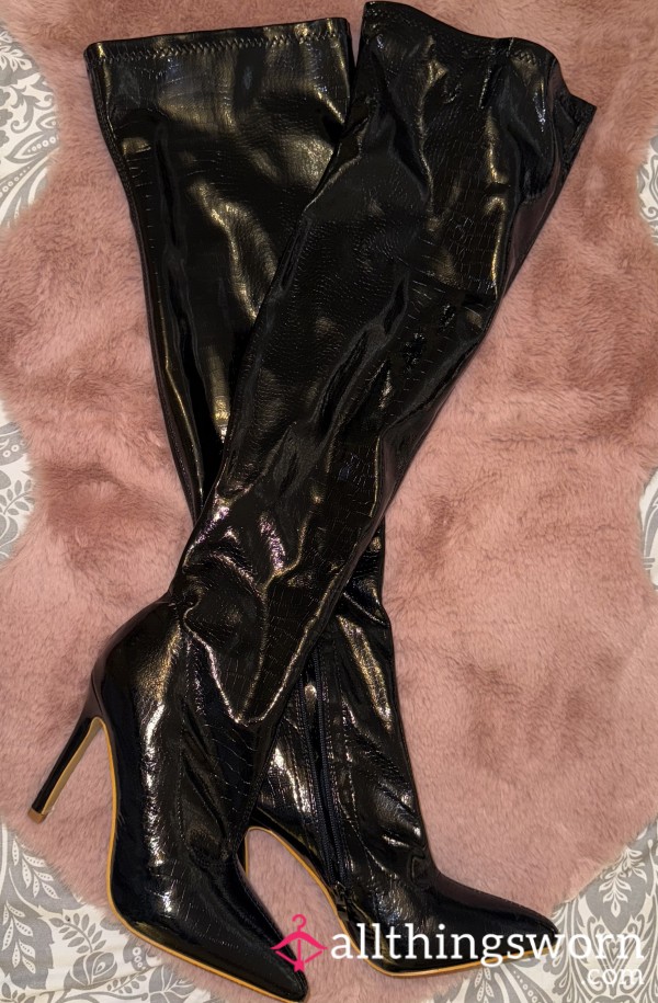 S**y Patent Thigh High Stiletto Boots 🖤